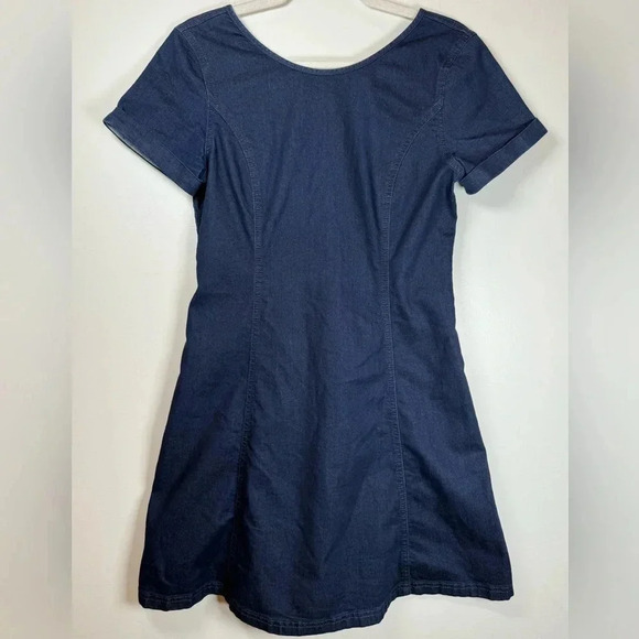 Mavi Denim Dress Dark Wash V-Back Cotton Blend Short Sleeve Women’s Size Large - Picture 5 of 7
